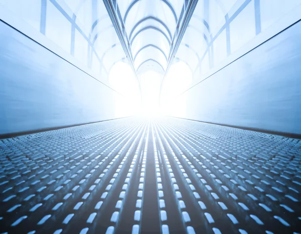 Wide angle of high-speed moving escalator — Stock Photo, Image