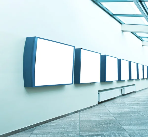 Hall with placards on the wall — Stock Photo, Image