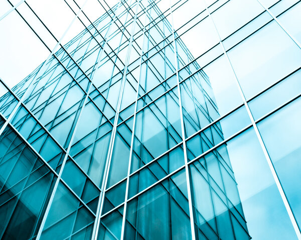 transparent glass wall of office building