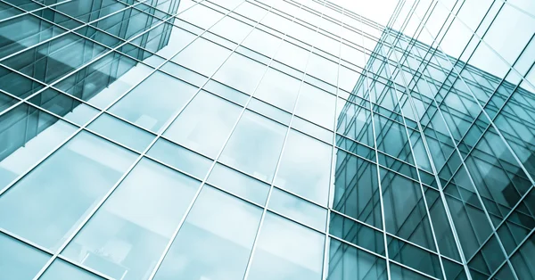 Moderní modré sklo mrakodrap perspektivní zobrazení — Stock fotografie