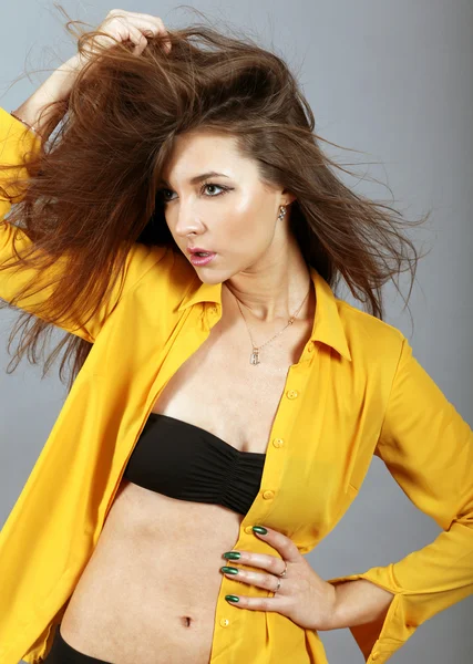 Model with windswept hair — Stock Photo, Image