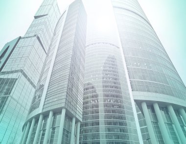 Perspektif Görünümü cam yüksek katlı gökdelenler moscow city b için