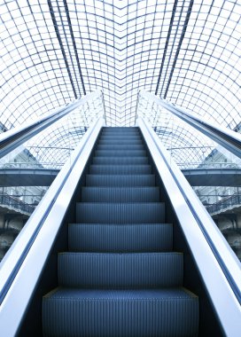 View to perspective escalators stairway clipart