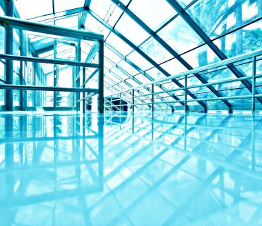 view to steel blue glass airport ceiling clipart