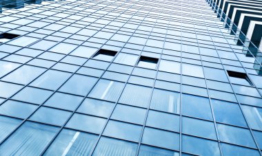 Bakış açısı geniş açı görünümü arka planına ve gökdelenler bina cam yüksek artış