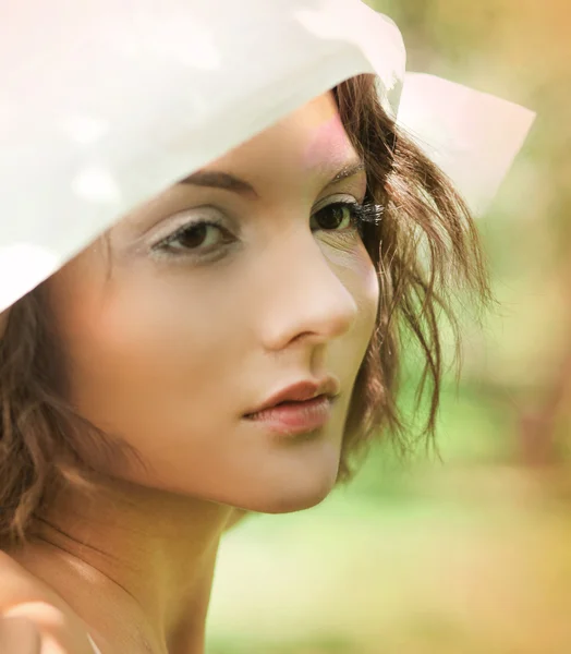 Beautiful young female face — Stock Photo, Image