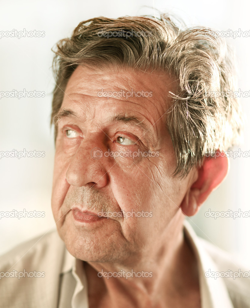 Elderly sad man's face