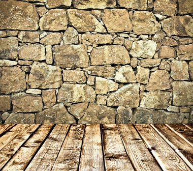 taş aşınmış duvar ve yıpranmış kirli yer, antika arka plan dokusu brickwall boş eski geniş oda