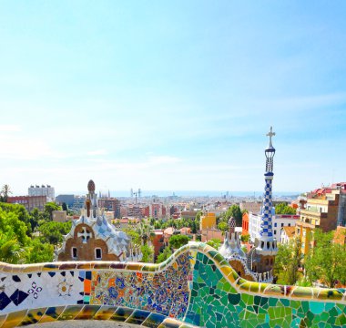 Barcelona, İspanya - 25 Temmuz: ünlü park guell üzerinde 25 Temmuz 20