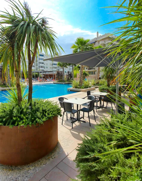 Sunny lounge near the pool — Stock Photo, Image