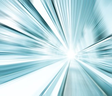 bakış açısı geniş açı modern açık mavi ışıklı ve geniş ticari Yürüyen Merdiven Küpeşte, hızlı bulanık izleri ile Havaalanı koridorda ufuk trafik hareket hareketli yüksek hızlı görüntüleme