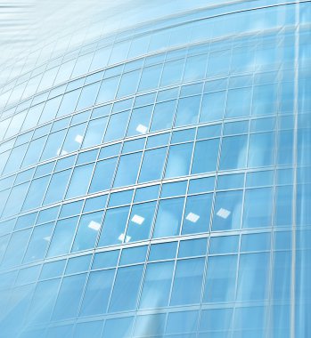 panoramik ve perspektif geniş açı çelik mavi arka plan cam yüksek artış binanın gökdelenler gece iş kavramı başarılı endüstriyel mimari, modern futuristik şehir görünümünü