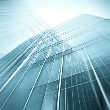 panoramik ve perspektif geniş açı çelik mavi arka plan cam yüksek artış binanın gökdelenler gece iş kavramı başarılı endüstriyel mimari, modern futuristik şehir görünümünü