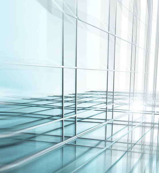 Panoramic and perspective wide angle view to steel blue background of glass high rise building skyscrapers in modern futuristic downtown at night Business concept of successful industrial architecture