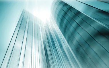 Açık mavi renkli cam yüksek artış gelecek gökdelen ticari modern şehir Binası çelik için panoramik ve potansiyel geniş açı görünümü. İş kavramı başarılı endüstriyel mimari