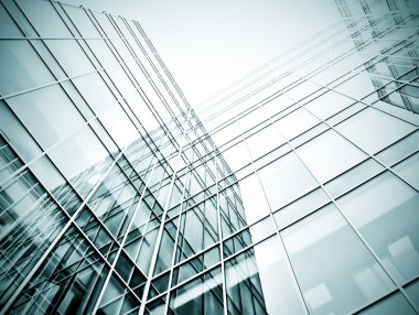 Açık mavi renkli cam yüksek artış gelecek gökdelen ticari modern şehir Binası çelik için panoramik ve potansiyel geniş açı görünümü. İş kavramı başarılı endüstriyel mimari
