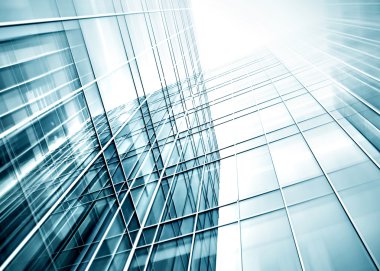 Açık mavi renkli cam yüksek artış gelecek gökdelen ticari modern şehir Binası çelik için panoramik ve potansiyel geniş açı görünümü. İş kavramı başarılı endüstriyel mimari