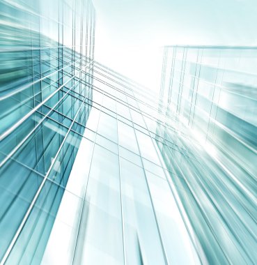 Açık mavi renkli cam yüksek artış gelecek gökdelen ticari modern şehir Binası çelik için panoramik ve potansiyel geniş açı görünümü. İş kavramı başarılı endüstriyel mimari