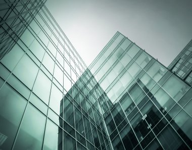 Açık mavi renkli cam yüksek artış gelecek gökdelen ticari modern şehir Binası çelik için panoramik ve potansiyel geniş açı görünümü. İş kavramı başarılı endüstriyel mimari