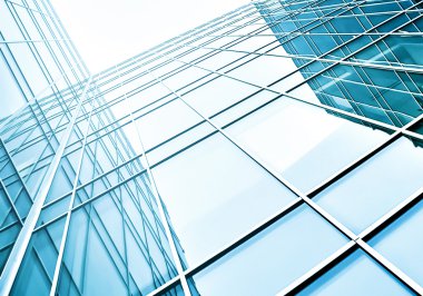 Açık mavi renkli cam yüksek artış gelecek gökdelen ticari modern şehir Binası çelik için panoramik ve potansiyel geniş açı görünümü. İş kavramı başarılı endüstriyel mimari