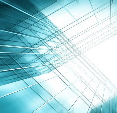 Açık mavi renkli cam yüksek artış gelecek gökdelen ticari modern şehir Binası çelik için panoramik ve potansiyel geniş açı görünümü. İş kavramı başarılı endüstriyel mimari