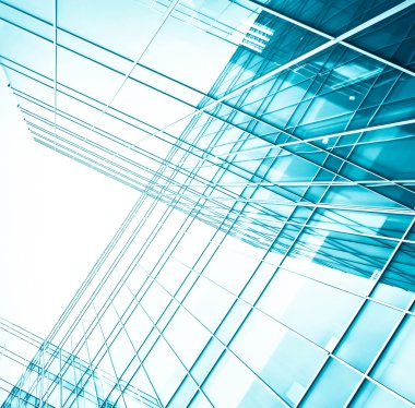 Açık mavi renkli cam yüksek artış gelecek gökdelen ticari modern şehir Binası çelik için panoramik ve potansiyel geniş açı görünümü. İş kavramı başarılı endüstriyel mimari