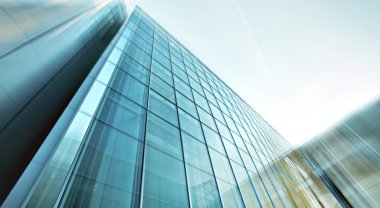 Açık mavi renkli cam yüksek artış gelecek gökdelen ticari modern şehir Binası çelik için panoramik ve potansiyel geniş açı görünümü. İş kavramı başarılı endüstriyel mimari