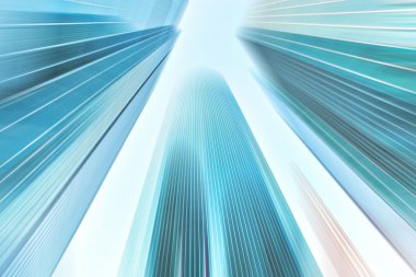 Açık mavi renkli cam yüksek artış gelecek gökdelen ticari modern şehir Binası çelik için panoramik ve potansiyel geniş açı görünümü. İş kavramı başarılı endüstriyel mimari