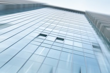 Açık mavi renkli cam yüksek artış gelecek gökdelen ticari modern şehir Binası çelik için panoramik ve potansiyel geniş açı görünümü. İş kavramı başarılı endüstriyel mimari