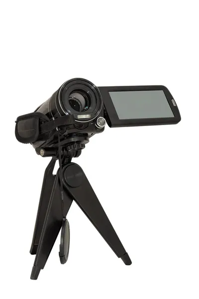 Video camera on small tripod — Stock Photo, Image