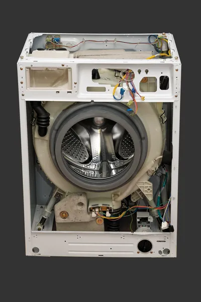 Stahltrommel einer Waschmaschine. Stockfoto