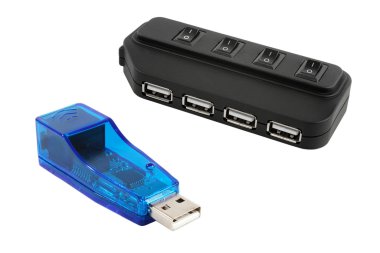 USB hub'ı ve modem.