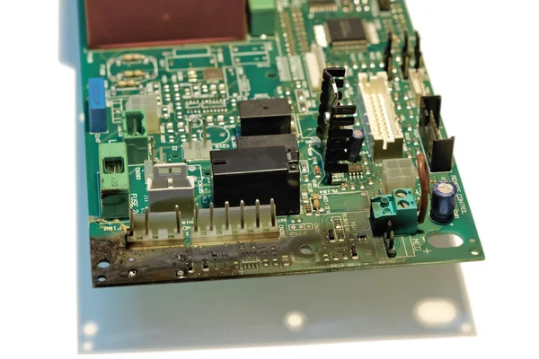 Burnt circuit board. — Stock Photo, Image