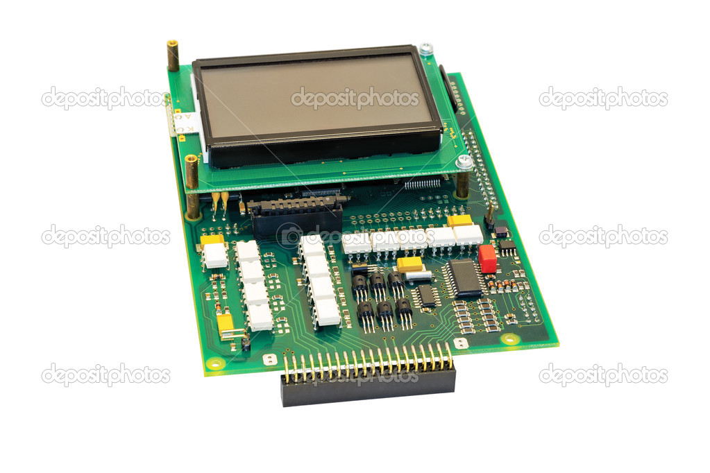 Electronic circuit board with display.