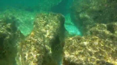 Suyun altında bir şişe şarap. Hazar Denizi. Haziranda. Suyun altında. 17 Haziran 2022.