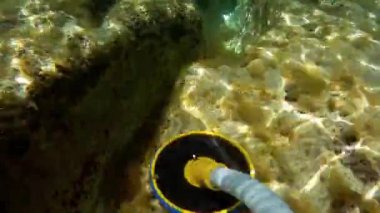 Underwater metal detector. Underwater search. Caspian Sea. Month of June. Under water. 17 June 2022 year.