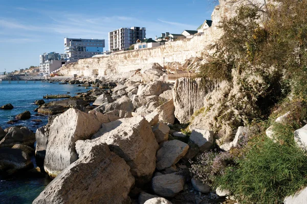 Rocks Shore Caspian Sea October 2019 Year Aktau City Kazakhstan — Photo