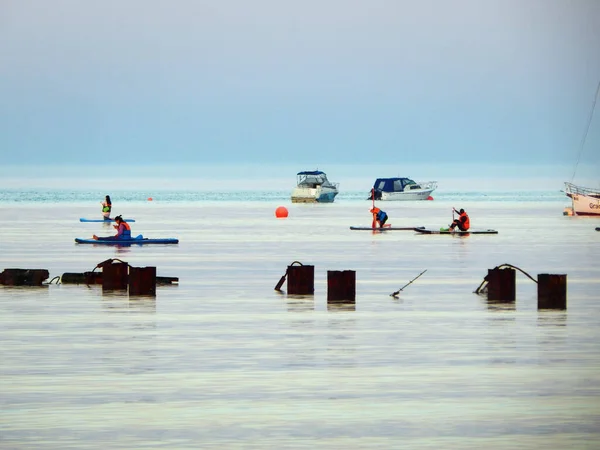 Jazda Nadmuchiwanych Deskach Sup Morze Kaspijskie Kazachstan Region Mangistau Lipca — Zdjęcie stockowe