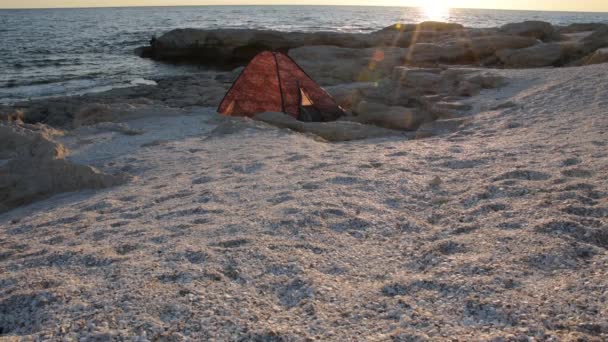 Tenda Beira Mar Mar Cáspio Junho 2022 Ano — Vídeo de Stock