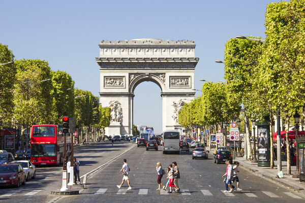 Champs-Elysees and the Arc de Triomphe, Paris, France