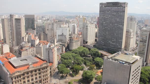 Вид с воздуха на центр Сан-Паулу, Бразилия — стоковое видео