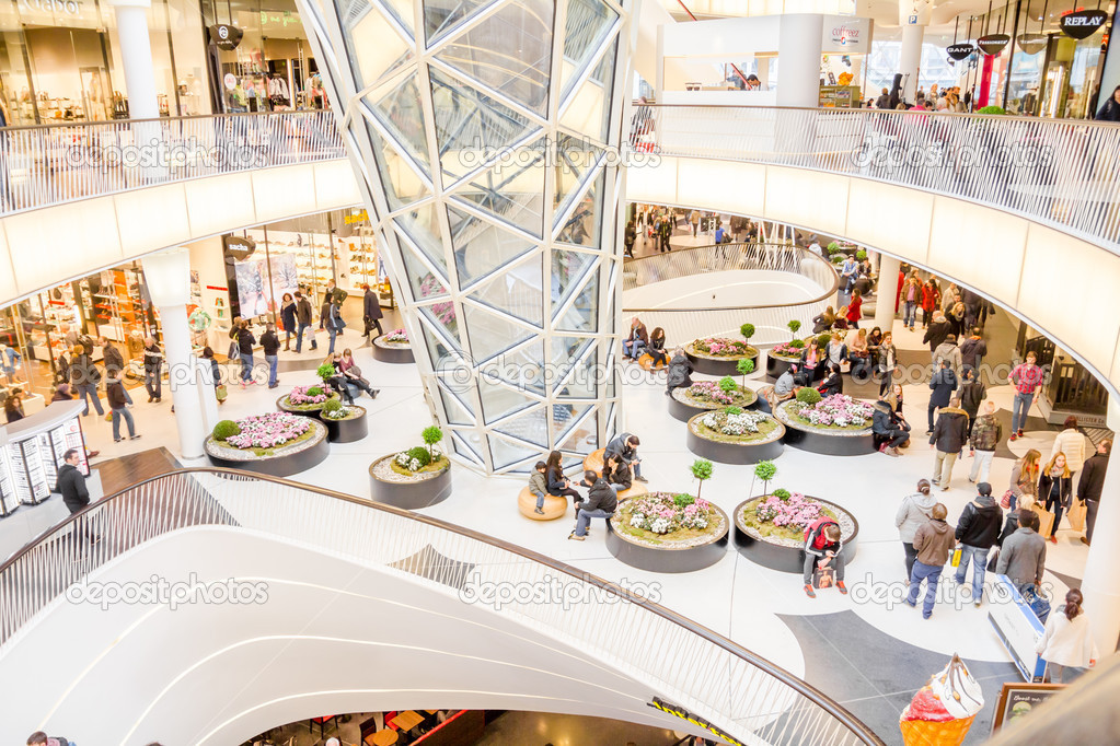 Pople Walking In The Myzeil Shopping Mall In Frankfurt Stock