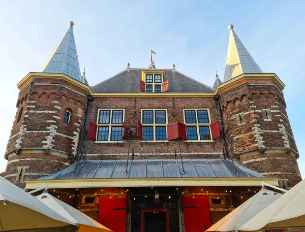 Waag Vägning Hus Nieuwmarkt Torget Amsterdam Nederländerna Den Historiska Byggnaden — Stockfoto