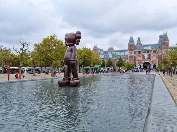 Amsterdam Oktober 2021 Mensen Die Vanuit Het Rijksmuseum Het Museumplein — Stockfoto