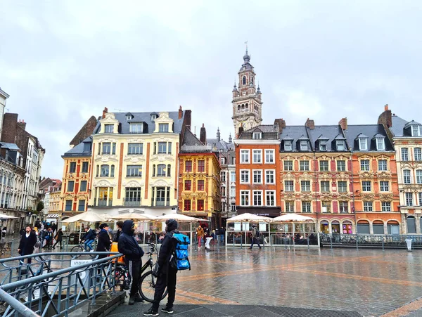 Lille France December 2022 People Walking General Gaulle Square Previous — Stock Photo, Image
