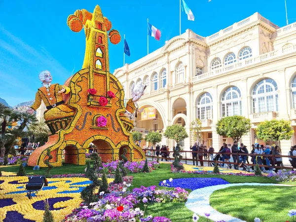 Menton Francie Února 2022 Umění Citronů Pomerančů Slavném Lemon Festivalu — Stock fotografie