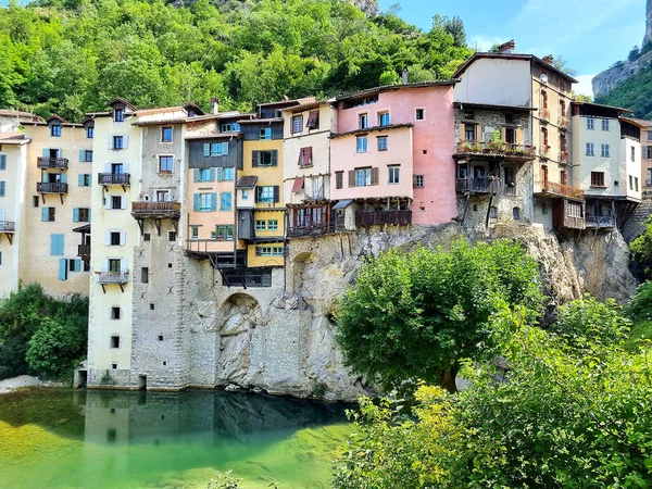 Pont Royans Fransa Asma Evler — Stok fotoğraf