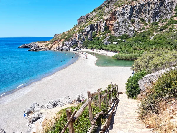 Preveli Beach Lagoon Crete Greece — Stockfoto