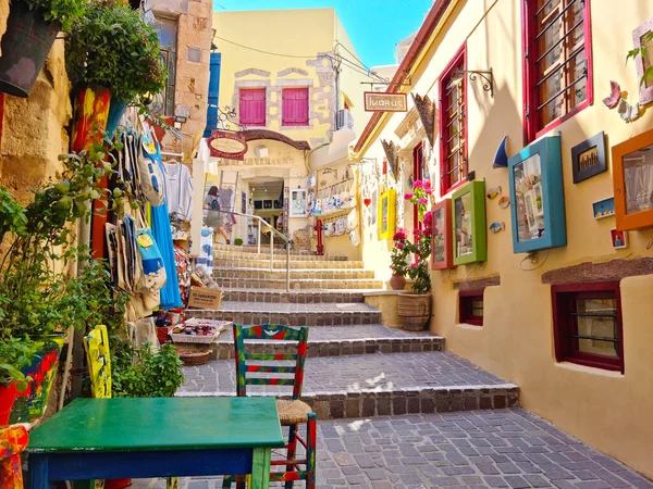 July 2022 Chania Crete Greece Colorful Buildings City Center Central — Foto Stock