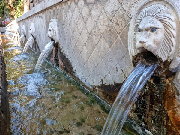 Lion Fountains Spili Crete Greece — Foto Stock